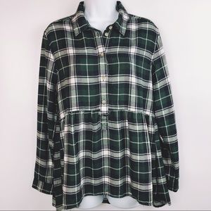 American Eagle Ahhmazingly Soft Peplum Flannel